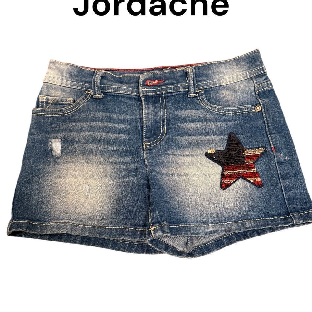 Jordache  Denim Shorts with Star sequin reversible Accent JUNIOR